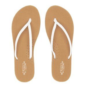 Flojos Fiesta Lite Women's SOFT Flip Flop White/Tan Sandals Size 10 NEW WITH TAG